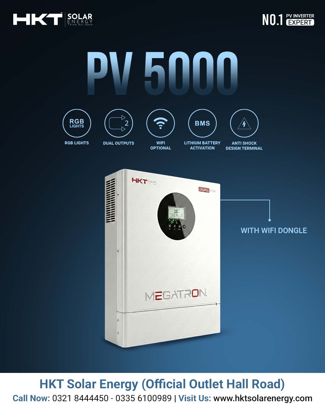 HKT Megatron PV 5000 Dual 4KW Solar Inverter