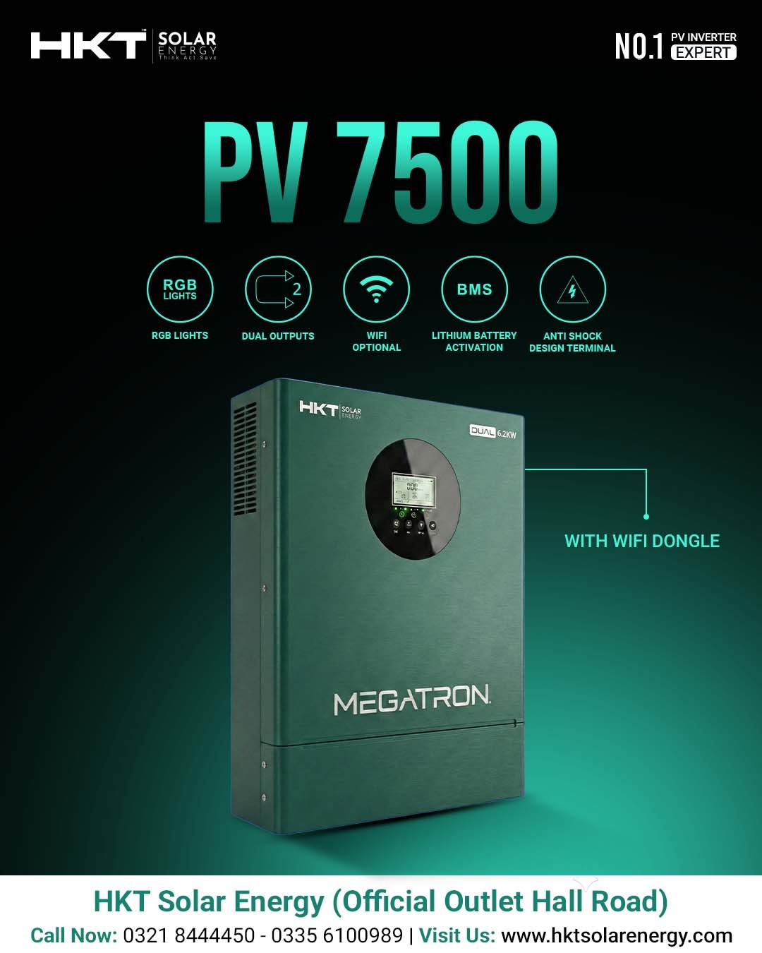 HKT Megatron PV 7500 Dual 6.2KW Solar Inverter
